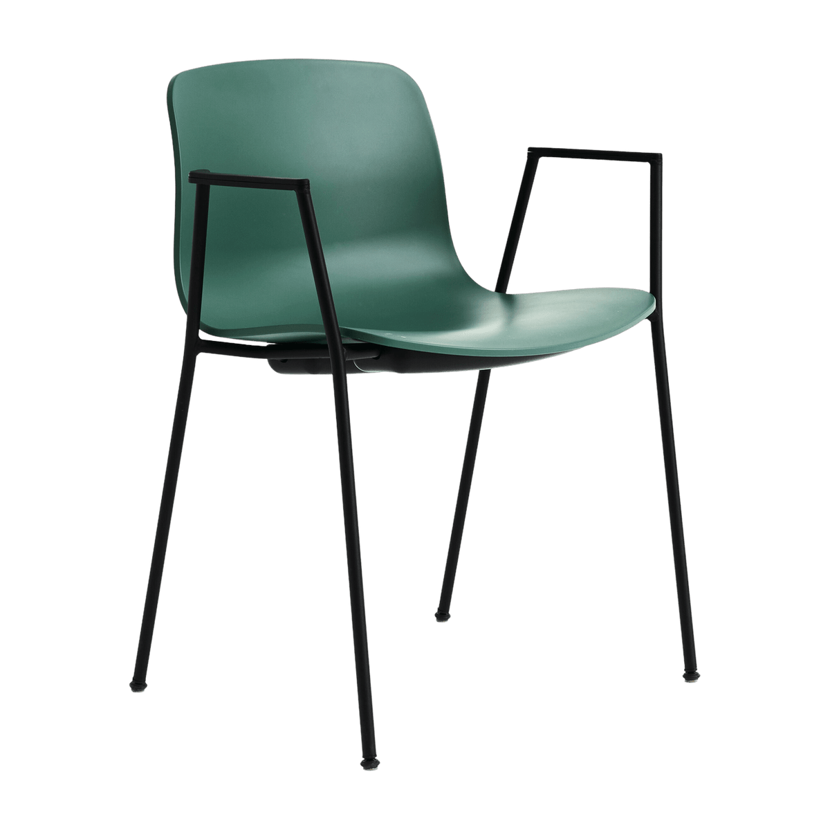 Chaise avec accoudoirs en plastique recyclé vert et pieds en acier noir AAC 18 2.0 - HAY - The Cool Republic