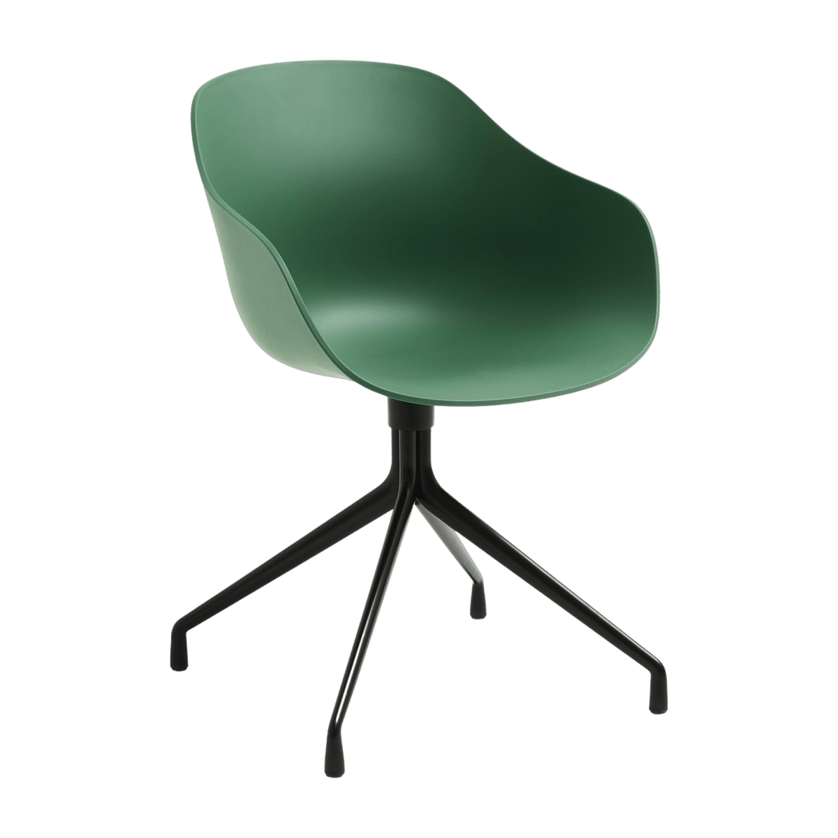 Chaise avec accoudoirs en plastique recyclé vert et pieds noirs AAC 220 2.0 - HAY - The Cool Republic