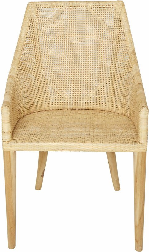 Chaise avec accoudoirs en rotin naturel sur structure Teck 54 x 88 x 56 Saigon - KOK - The Cool Republic
