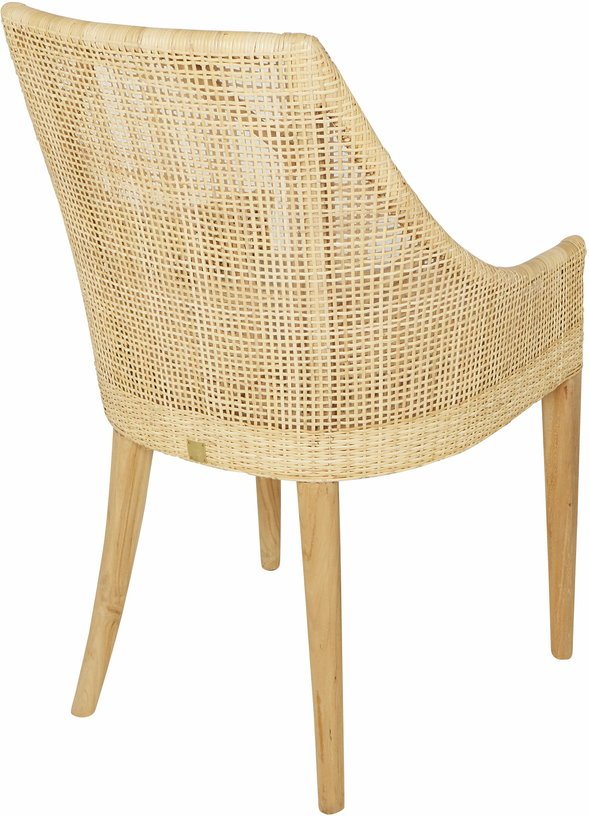 Chaise avec accoudoirs en rotin naturel sur structure Teck 54 x 88 x 56 Saigon - KOK - The Cool Republic