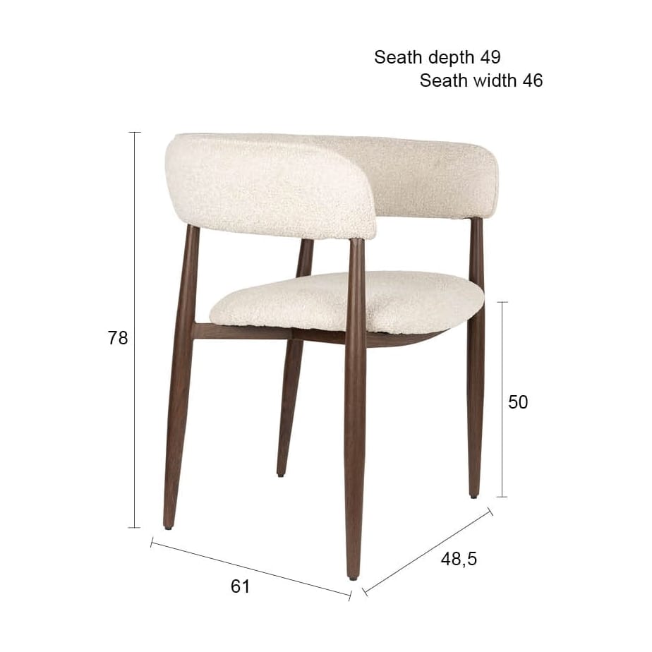 Chaise avec accoudoirs en tissu beige et bois marron 48,5x61x78cm Aveline - White Label Living — vue 14