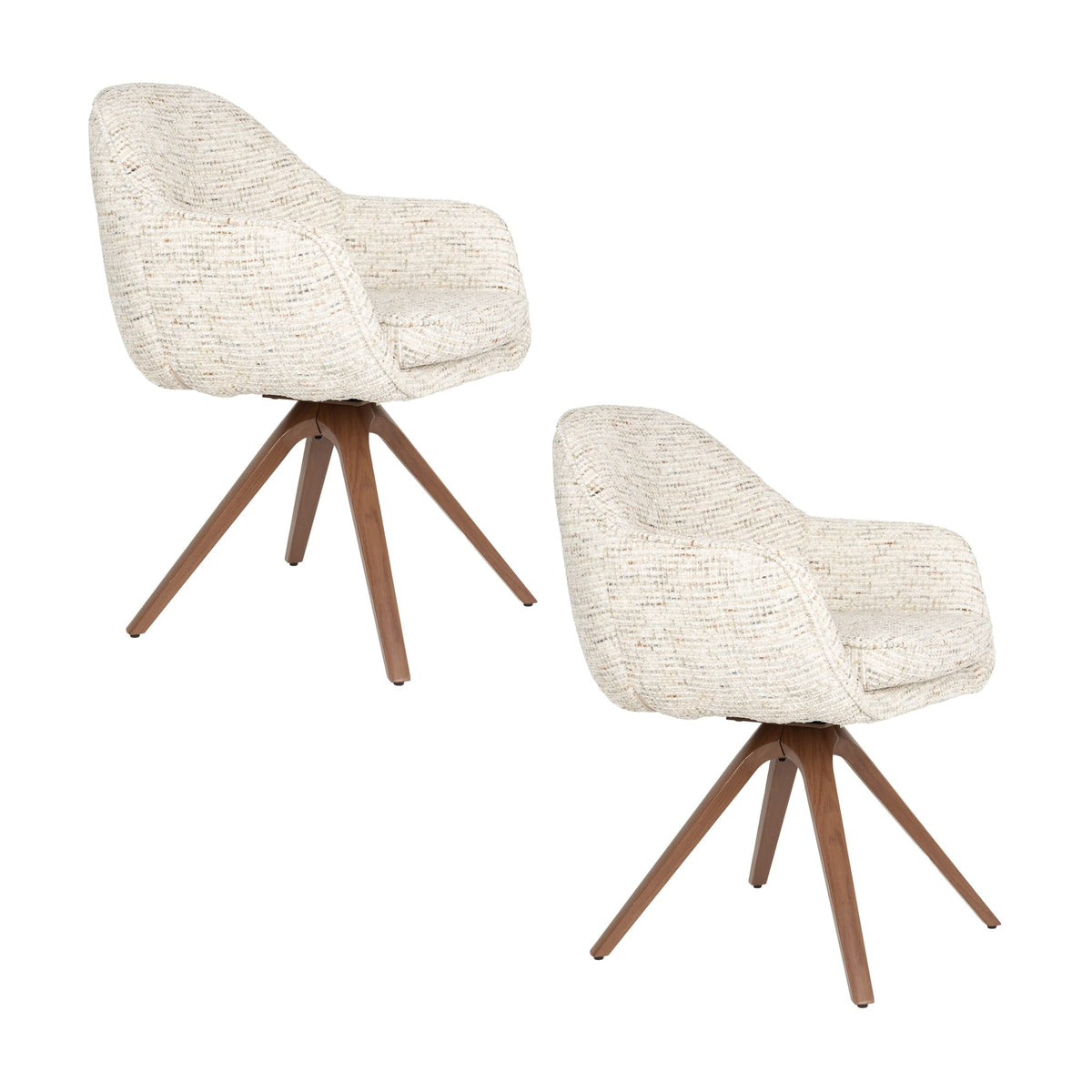 Chaise avec accoudoirs en tissu beige et métal marron 62x61x82cm Nolia - White Label Living — vue 7