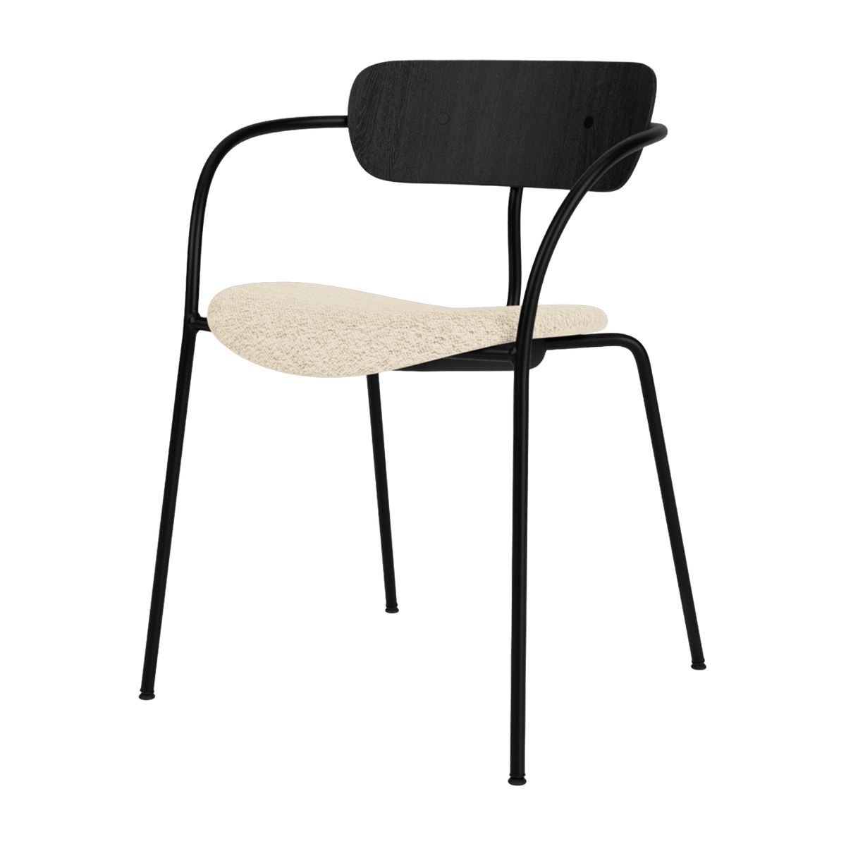 Chair with armrests in Karakorum beige fabric and black oak AV4 Pavilion - &tradition - The Cool Republic