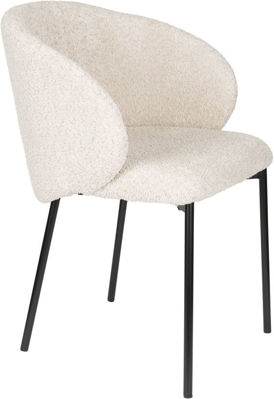 Chaise avec accoudoirs en tissu blanc Elma - The Cool Republic - The Cool Republic
