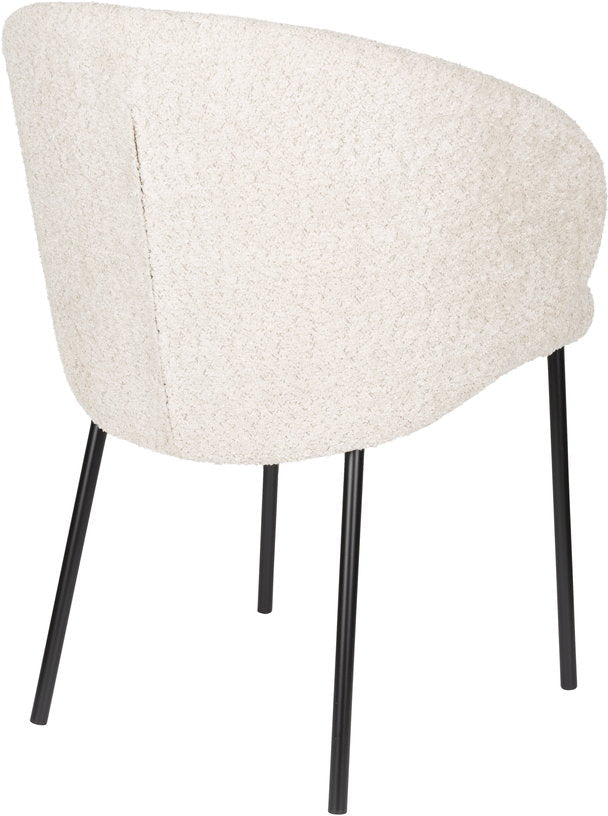 Chaise avec accoudoirs en tissu blanc Elma - The Cool Republic - The Cool Republic