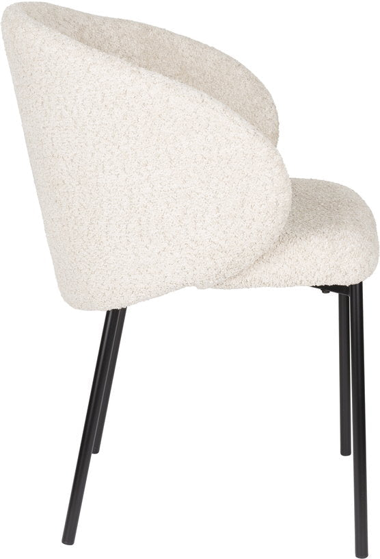Chaise avec accoudoirs en tissu blanc Elma - The Cool Republic - The Cool Republic