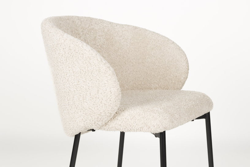 Chaise avec accoudoirs en tissu blanc Elma - The Cool Republic - The Cool Republic