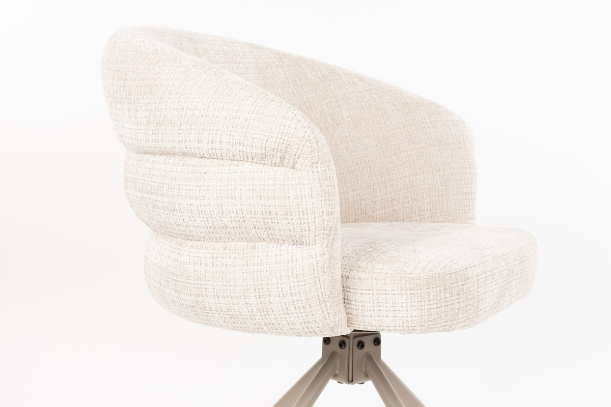 Chaise avec accoudoirs en tissu et métal beige 63x62x77cm Ambroise - White Label Living — vue 10