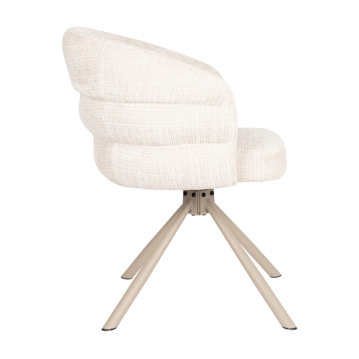 Chaise avec accoudoirs en tissu et métal beige 63x62x77cm Ambroise - White Label Living — vue 5