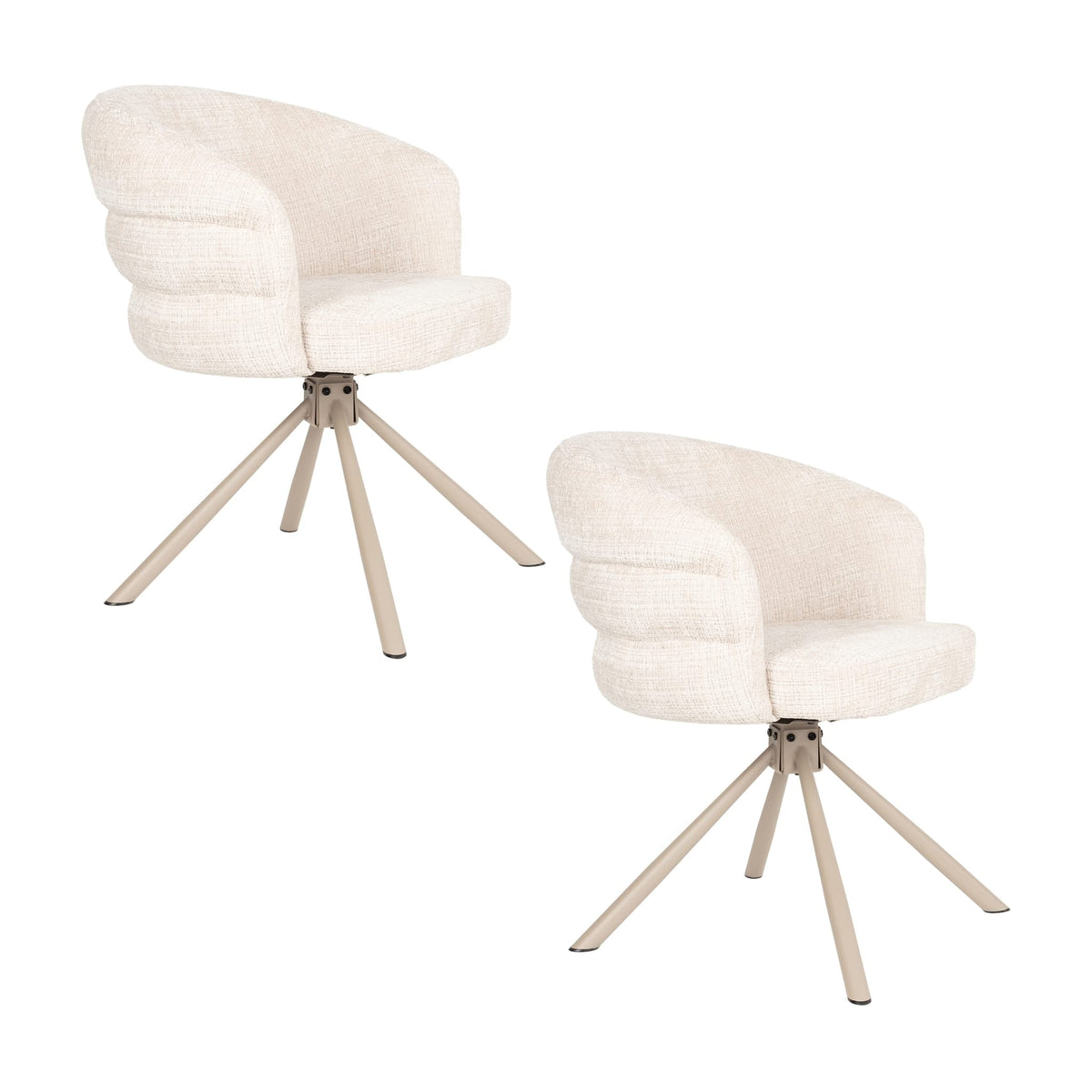 Chaise avec accoudoirs en tissu et métal beige 63x62x77cm Ambroise - White Label Living — vue 8