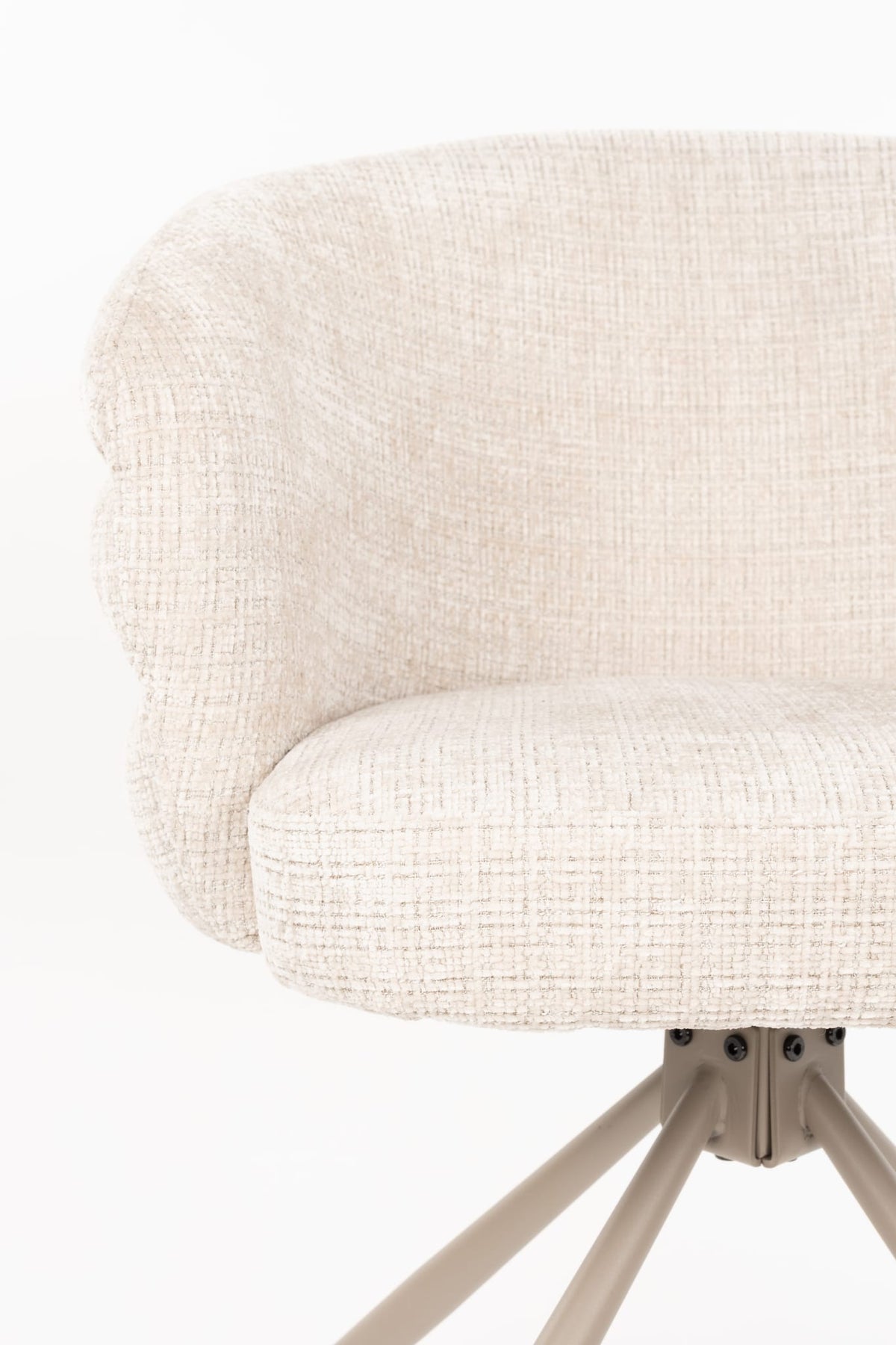 Chaise avec accoudoirs en tissu et métal beige 63x62x77cm Ambroise - White Label Living — vue 9