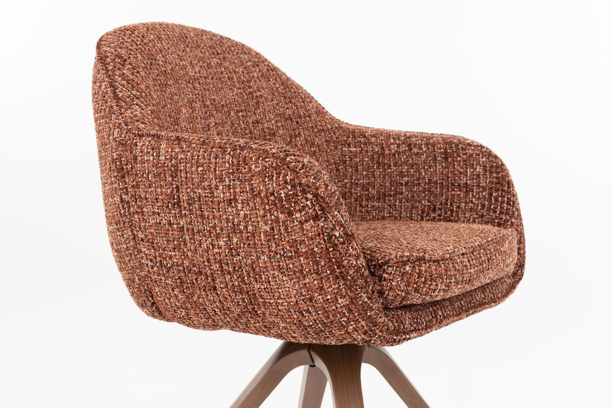 Chaise avec accoudoirs en tissu terracotta et métal marron 62x61x82cm Nolia - White Label Living — vue 10