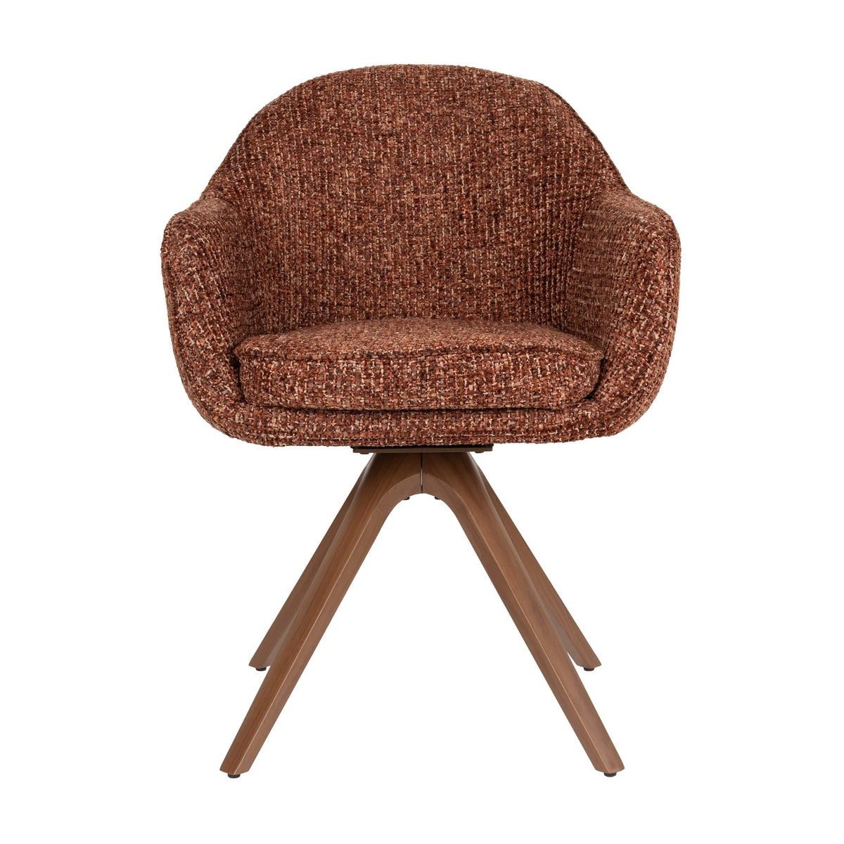 Chaise avec accoudoirs en tissu terracotta et métal marron 62x61x82cm Nolia - White Label Living — vue 4