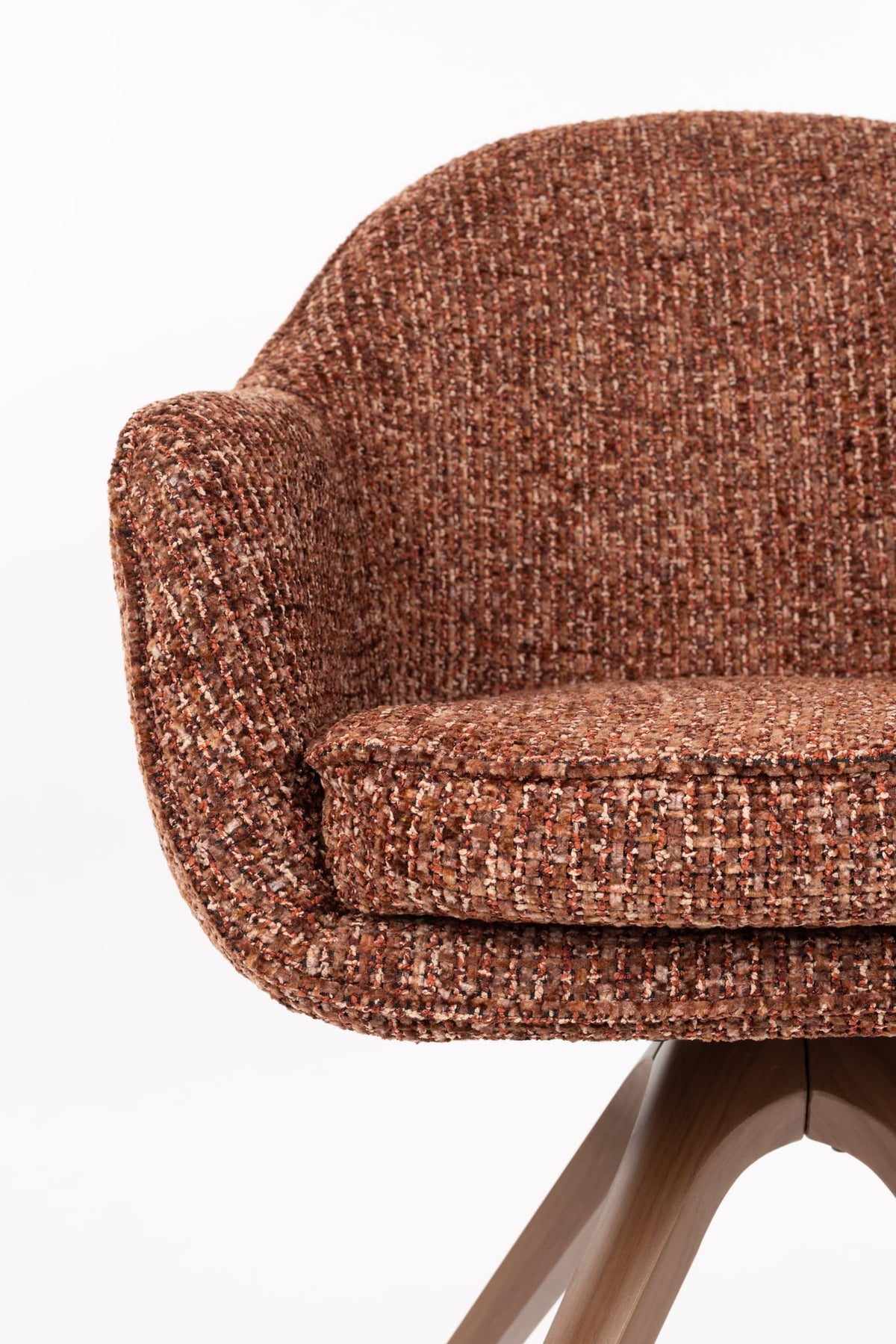 Chaise avec accoudoirs en tissu terracotta et métal marron 62x61x82cm Nolia - White Label Living — vue 9