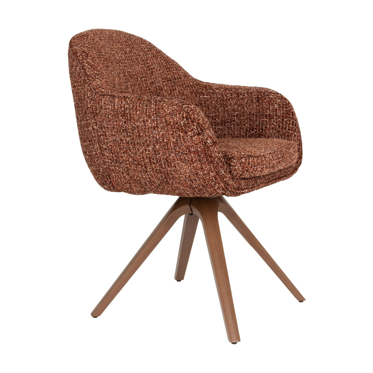 Chaise avec accoudoirs en tissu terracotta et métal marron 62x61x82cm Nolia - White Label Living