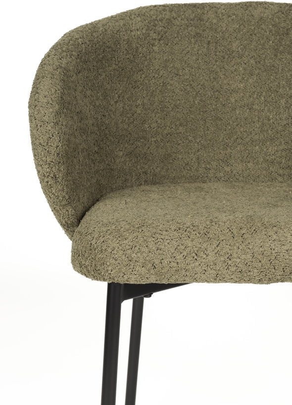 Chaise avec accoudoirs en tissu vert Elma - The Cool Republic - The Cool Republic