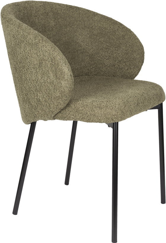 Chaise avec accoudoirs en tissu vert Elma - The Cool Republic - The Cool Republic
