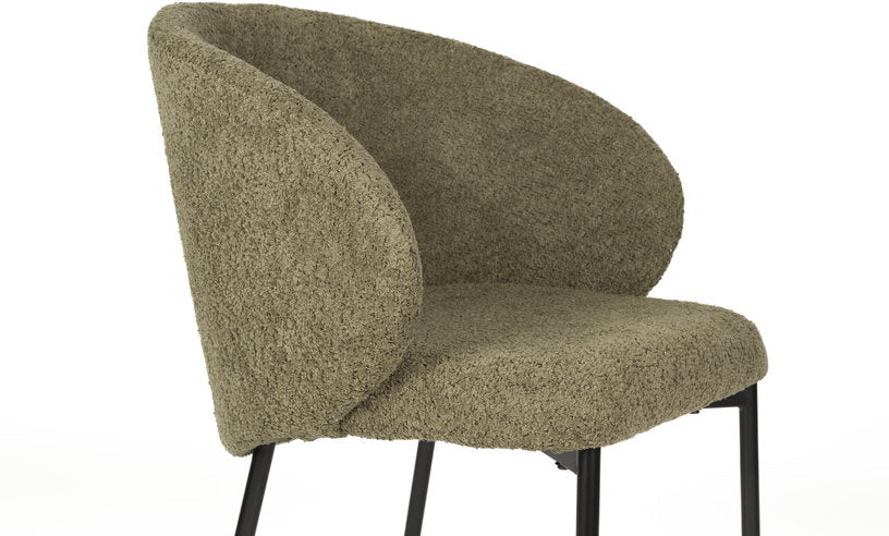 Chaise avec accoudoirs en tissu vert Elma - The Cool Republic - The Cool Republic