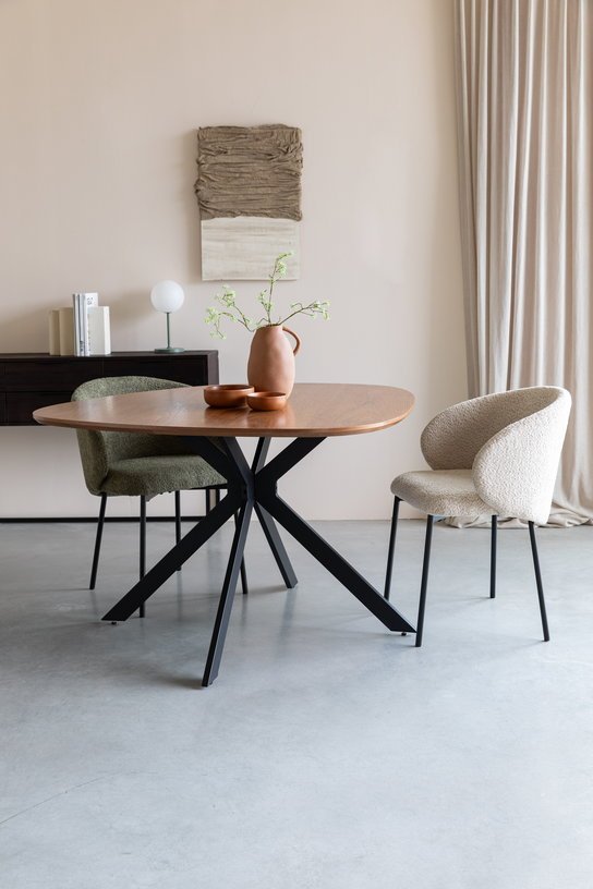 Chaise avec accoudoirs en tissu vert Elma - The Cool Republic - The Cool Republic