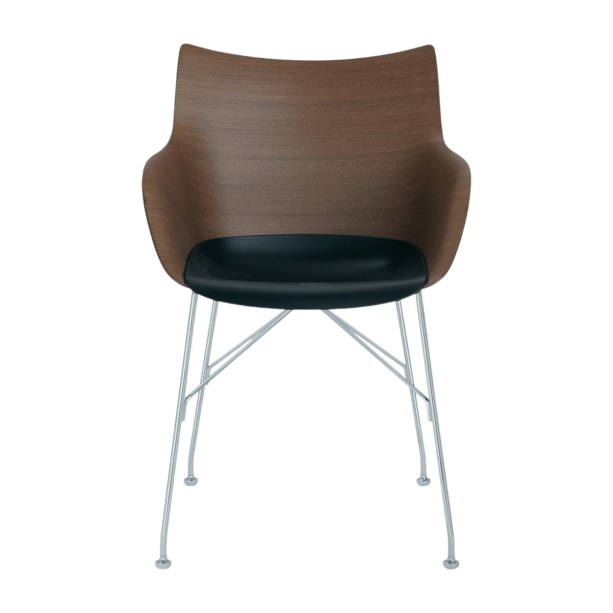 Chaise avec accoudoirs marron en bois plaqué Q/Wood - Kartell - The Cool Republic
