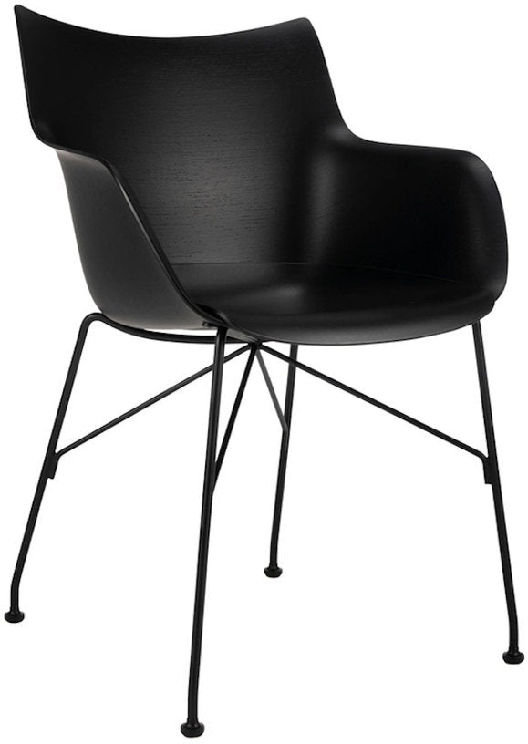 Chaise avec accoudoirs noir en bois plaqué Q/Wood - Kartell - The Cool Republic