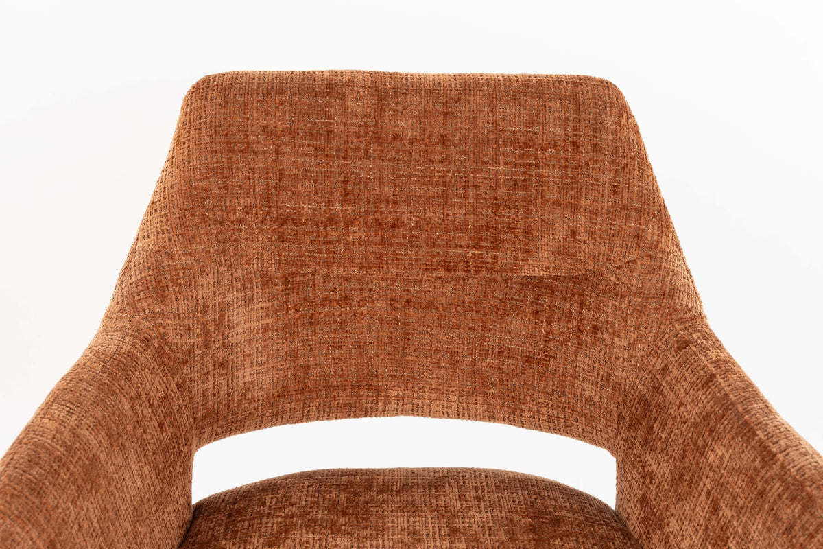 Chaise avec accoudoirs pivotante en tissu et métal rouge orangé 62x60x85cm Mona - White Label Living — vue 10