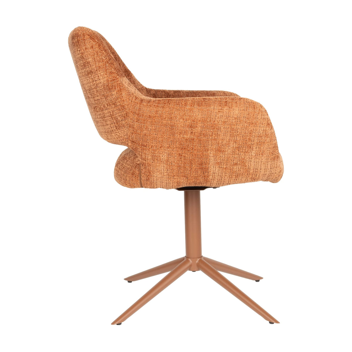 Chaise avec accoudoirs pivotante en tissu et métal rouge orangé 62x60x85cm Mona - White Label Living — vue 4