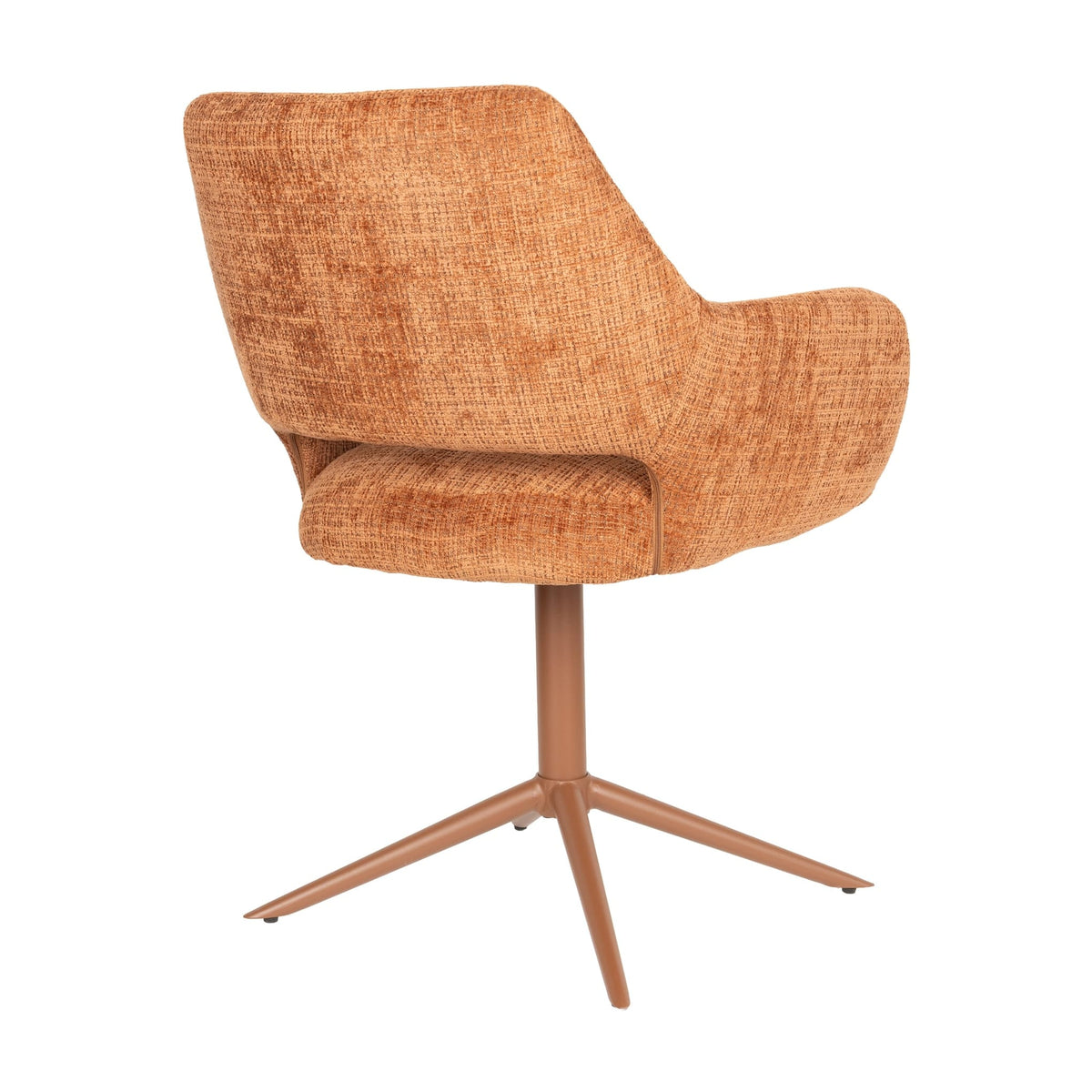 Chaise avec accoudoirs pivotante en tissu et métal rouge orangé 62x60x85cm Mona - White Label Living — vue 5