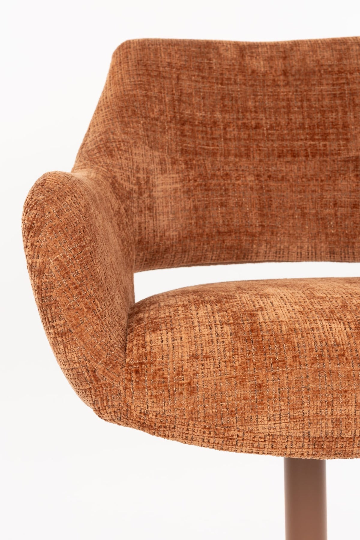 Chaise avec accoudoirs pivotante en tissu et métal rouge orangé 62x60x85cm Mona - White Label Living — vue 8