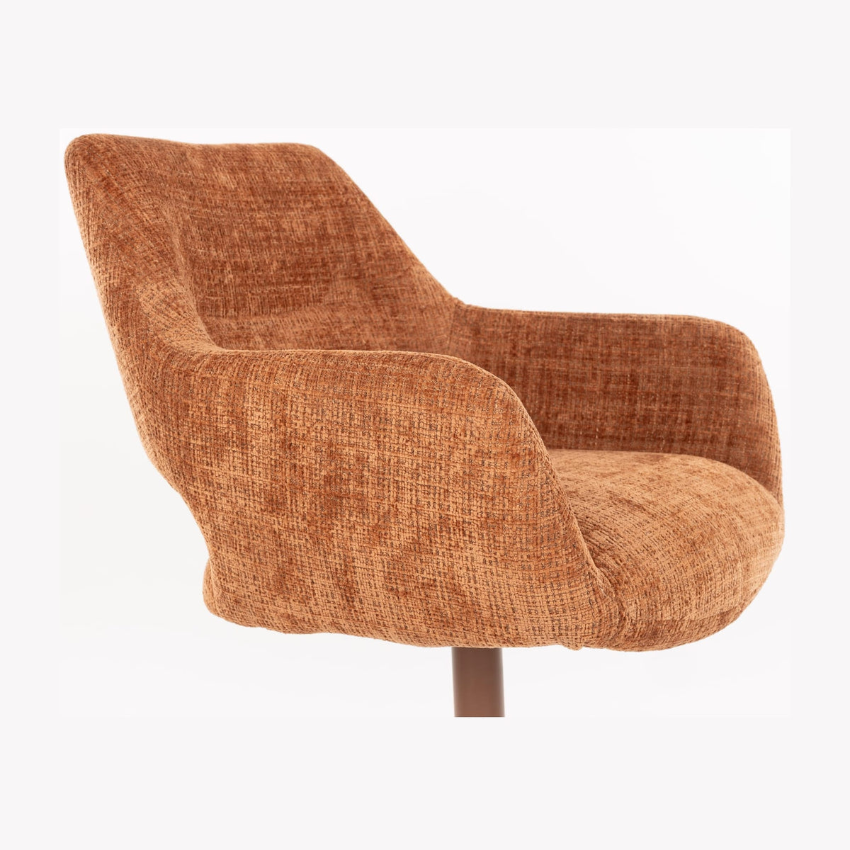 Chaise avec accoudoirs pivotante en tissu et métal rouge orangé 62x60x85cm Mona - White Label Living — vue 9