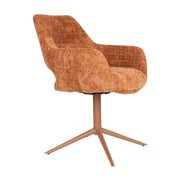 Chaise avec accoudoirs pivotante en tissu et métal rouge orangé 62x60x85cm Mona - White Label Living