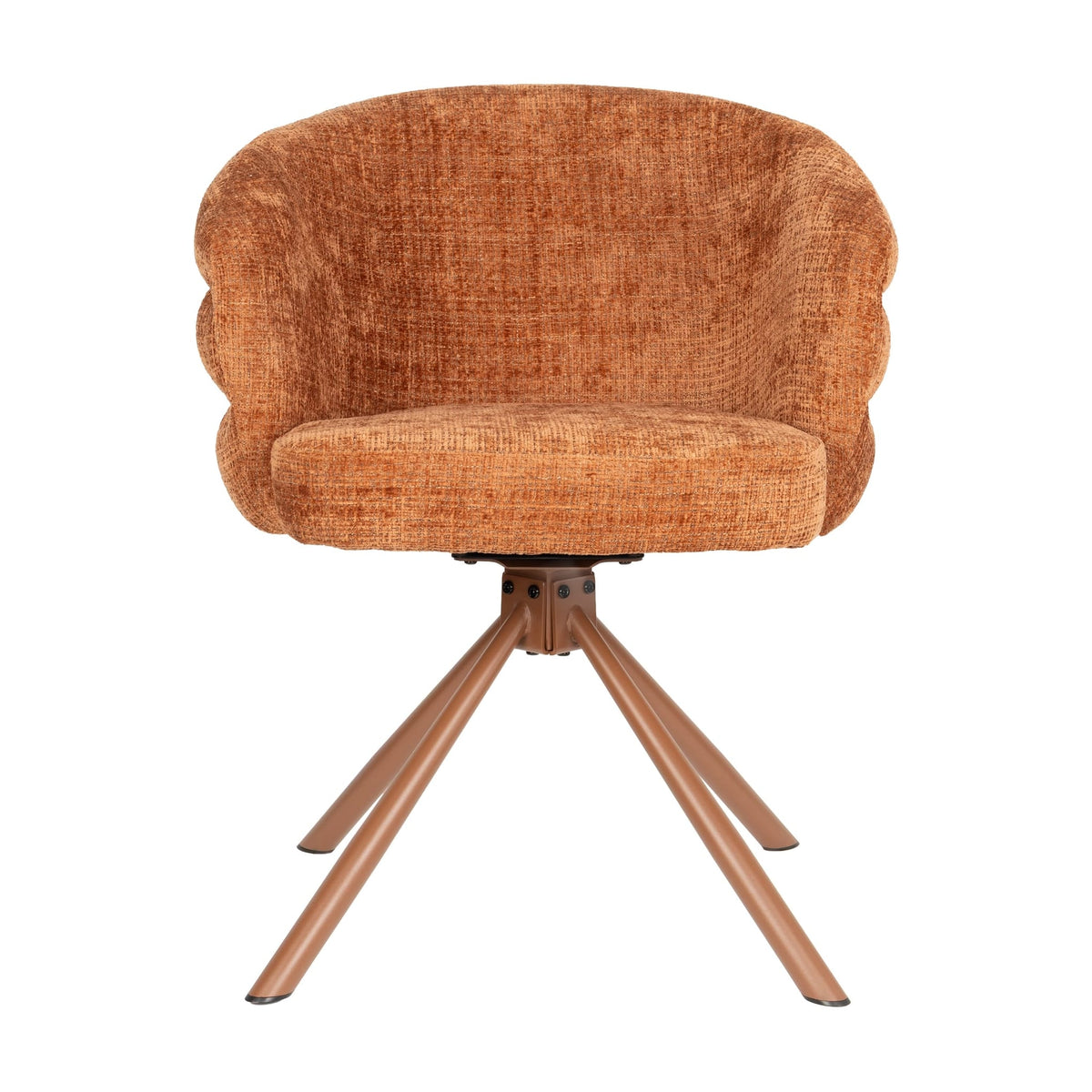 Chaise avec accoudoirs pivotante en tissu et métal rouge orangé 63x62x77cm Ambroise - White Label Living — vue 4