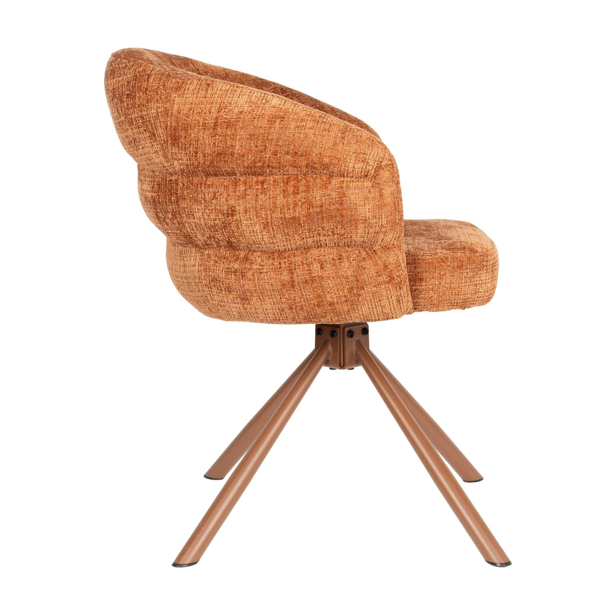 Chaise avec accoudoirs pivotante en tissu et métal rouge orangé 63x62x77cm Ambroise - White Label Living — vue 5
