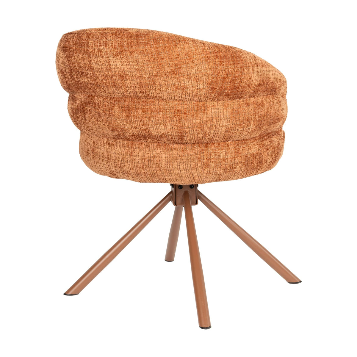 Chaise avec accoudoirs pivotante en tissu et métal rouge orangé 63x62x77cm Ambroise - White Label Living — vue 6