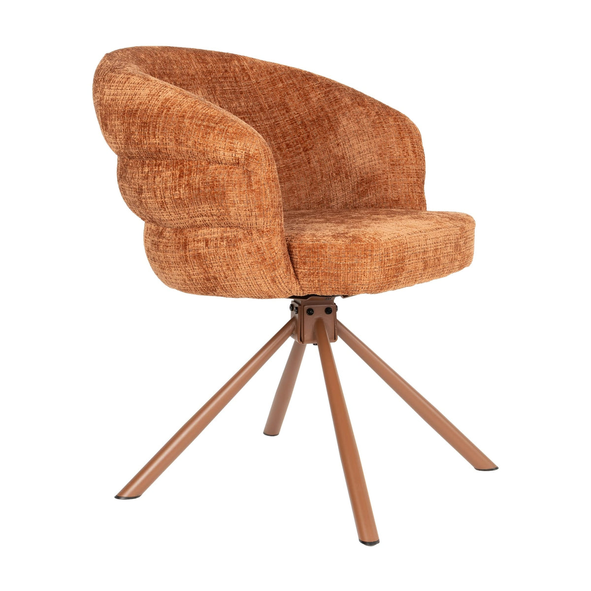 Chaise avec accoudoirs pivotante en tissu et métal rouge orangé 63x62x77cm Ambroise - White Label Living
