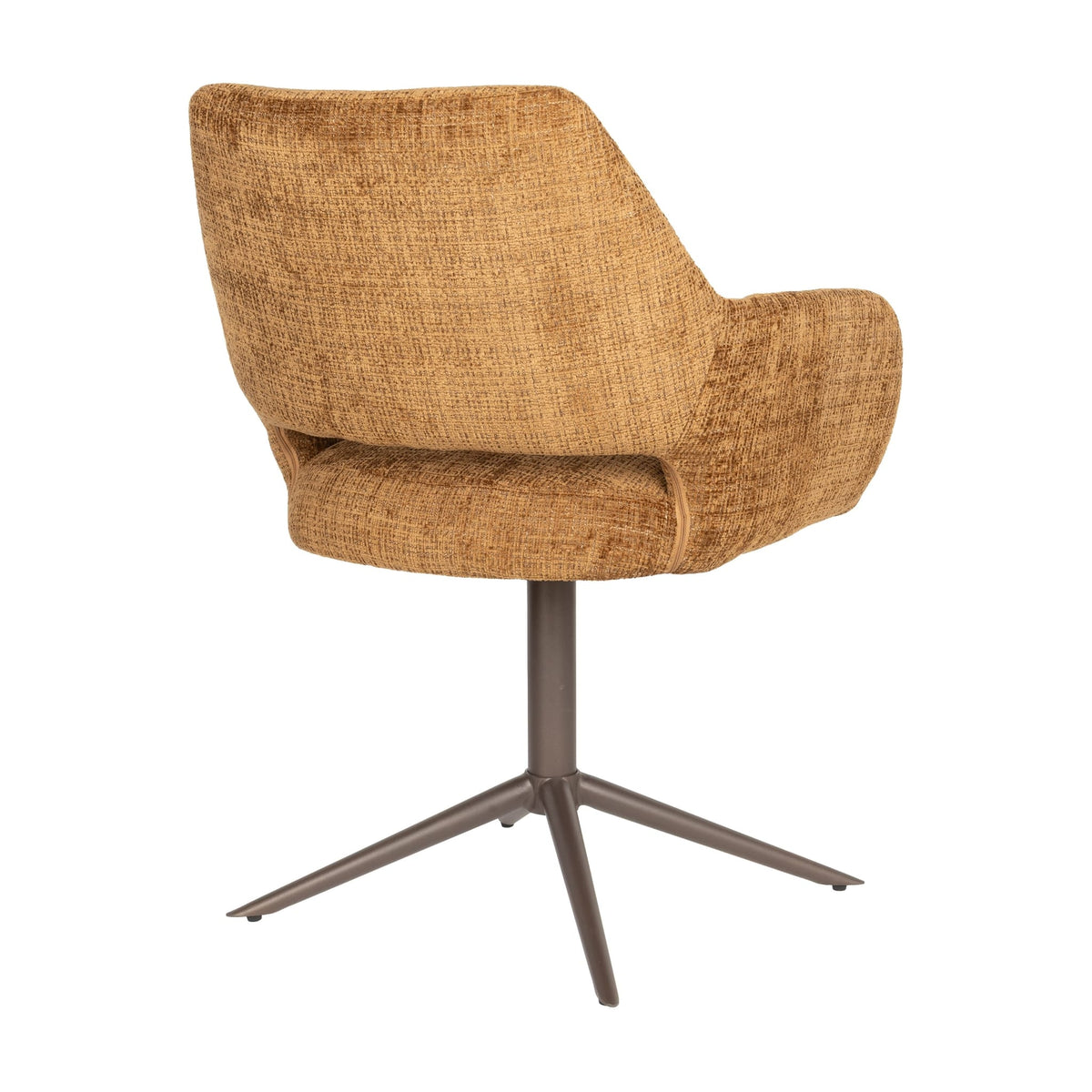 Chaise avec accoudoirs pivotante en tissu marron et métal beige 62x60x85cm Mona - White Label Living — vue 5