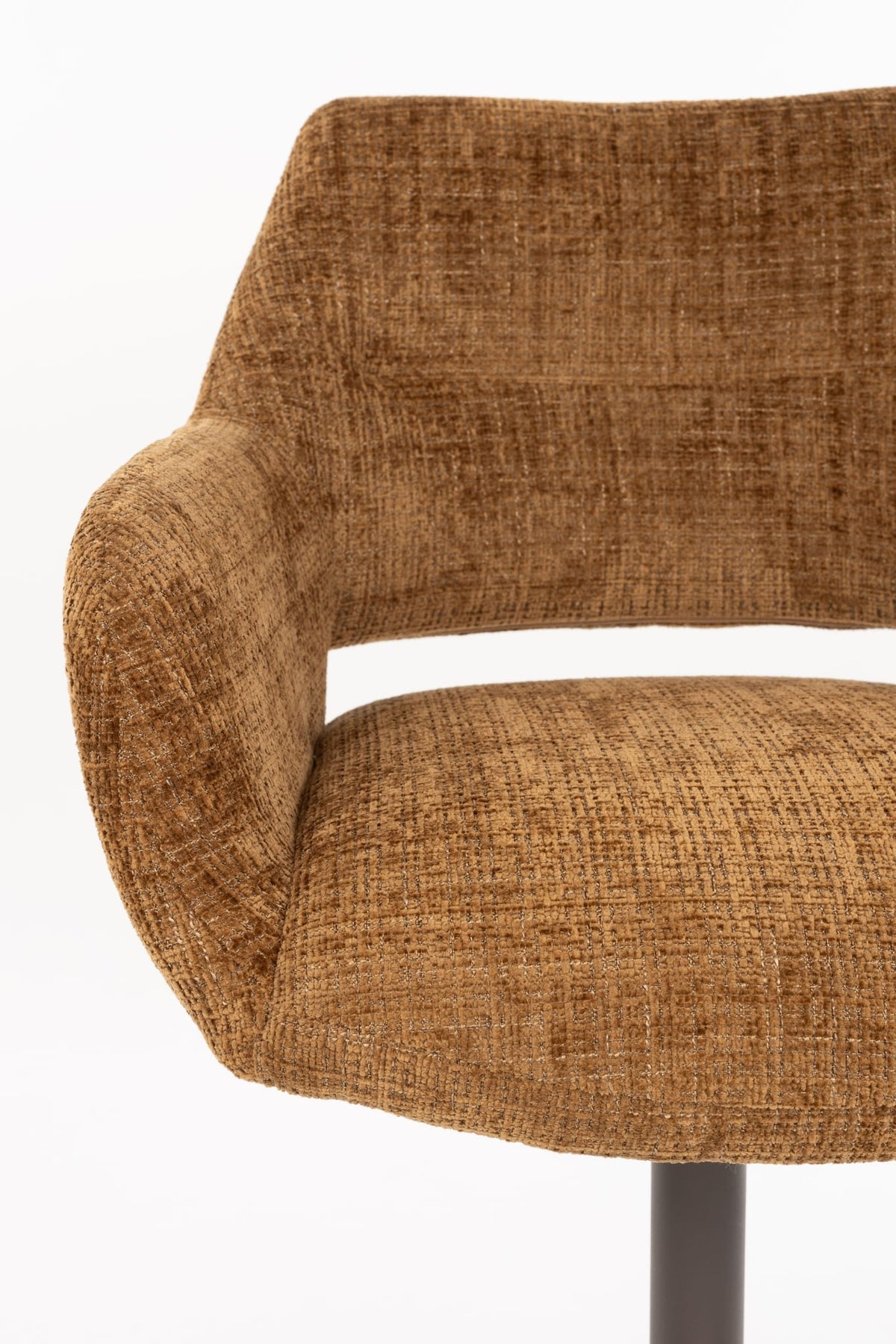 Chaise avec accoudoirs pivotante en tissu marron et métal beige 62x60x85cm Mona - White Label Living — vue 8