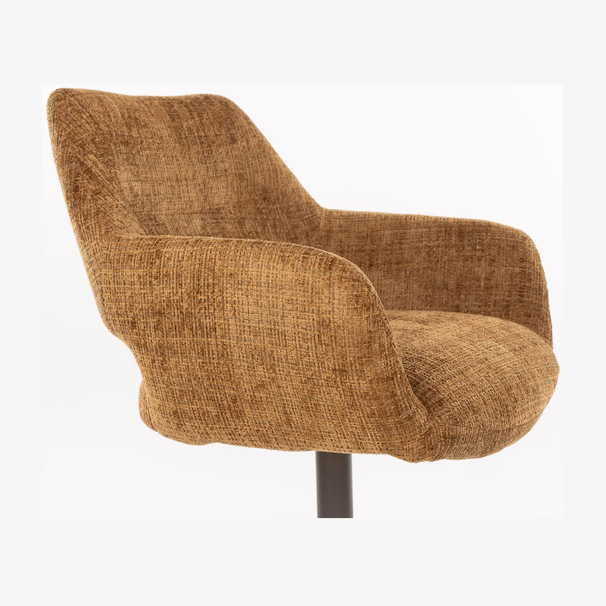 Chaise avec accoudoirs pivotante en tissu marron et métal beige 62x60x85cm Mona - White Label Living — vue 9