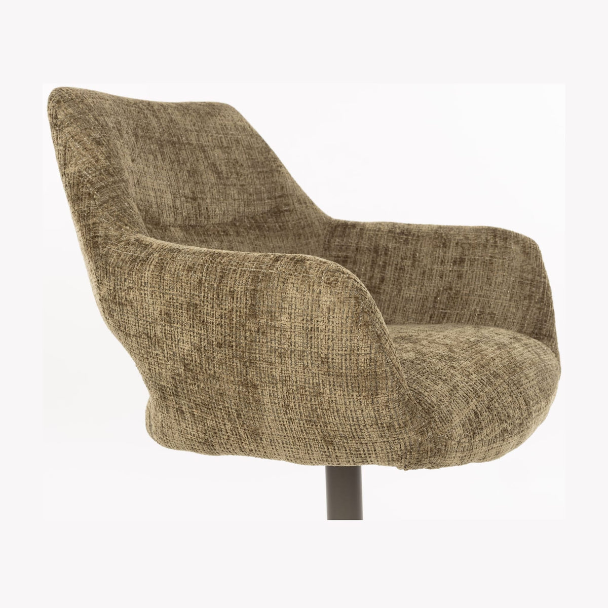 Chaise avec accoudoirs pivotante en tissu vert et métal beige 62x60x85cm Mona - White Label Living — vue 10