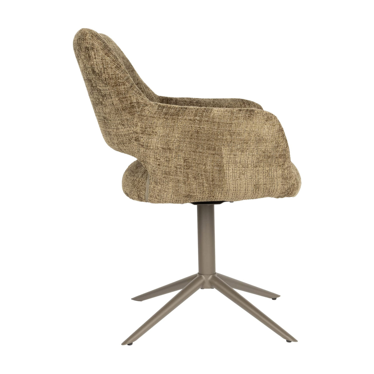 Chaise avec accoudoirs pivotante en tissu vert et métal beige 62x60x85cm Mona - White Label Living — vue 5