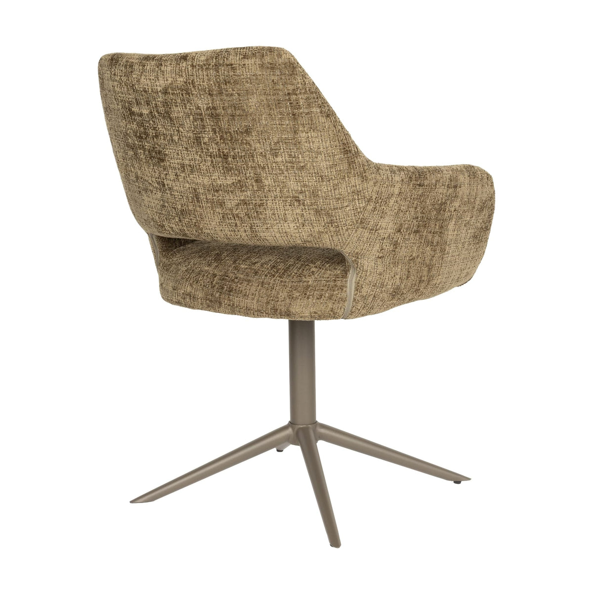 Chaise avec accoudoirs pivotante en tissu vert et métal beige 62x60x85cm Mona - White Label Living — vue 6