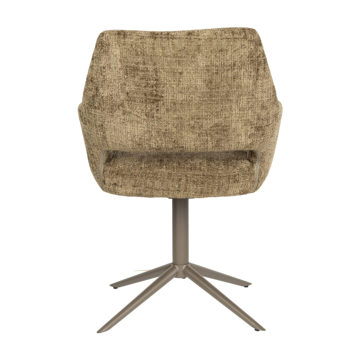 Chaise avec accoudoirs pivotante en tissu vert et métal beige 62x60x85cm Mona - White Label Living — vue 7