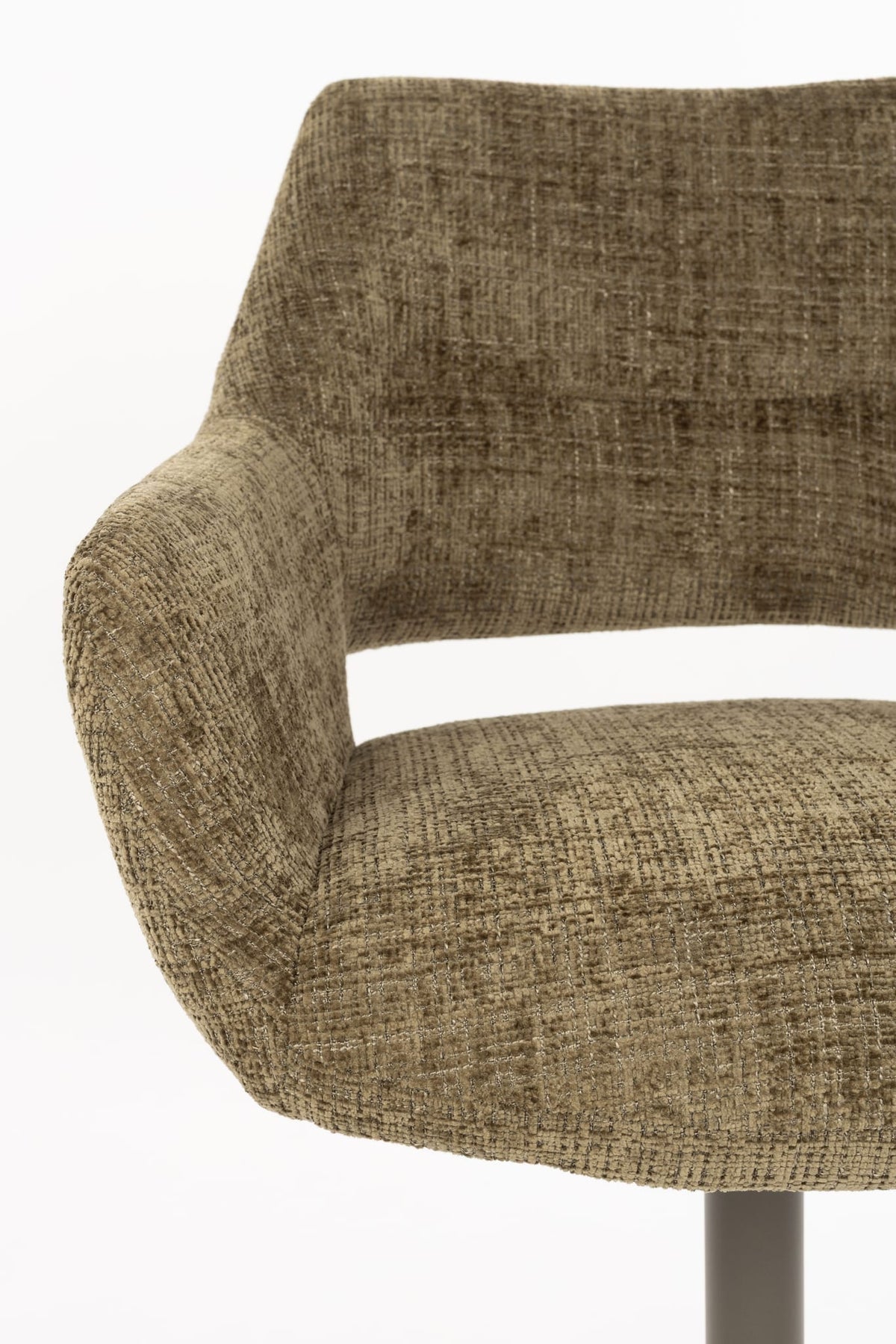 Chaise avec accoudoirs pivotante en tissu vert et métal beige 62x60x85cm Mona - White Label Living — vue 9