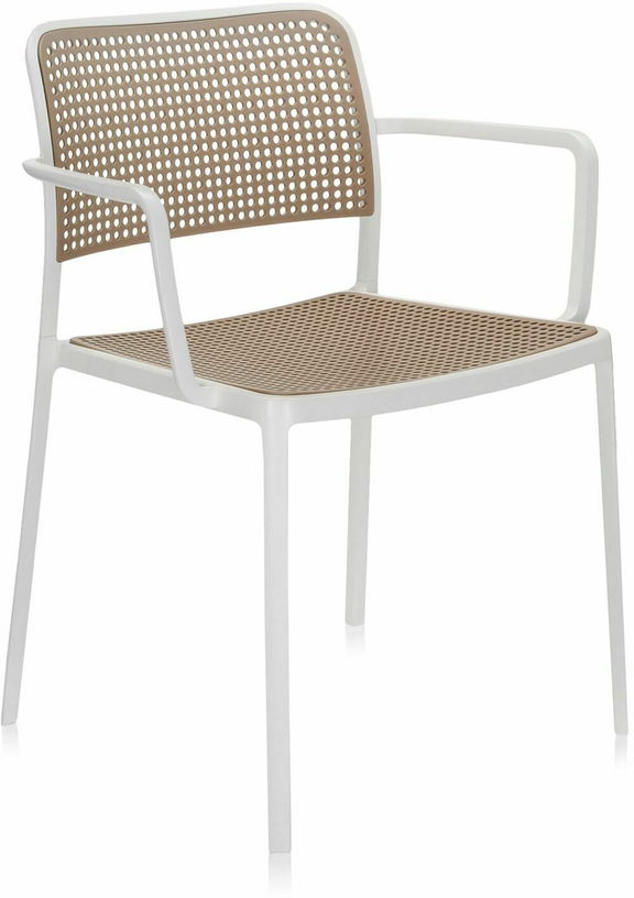 Chaise avec accoudoirs sable et blanche Audrey - Kartell - The Cool Republic