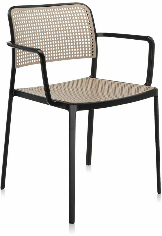 Chaise avec accoudoirs sable et noir Audrey - Kartell - The Cool Republic