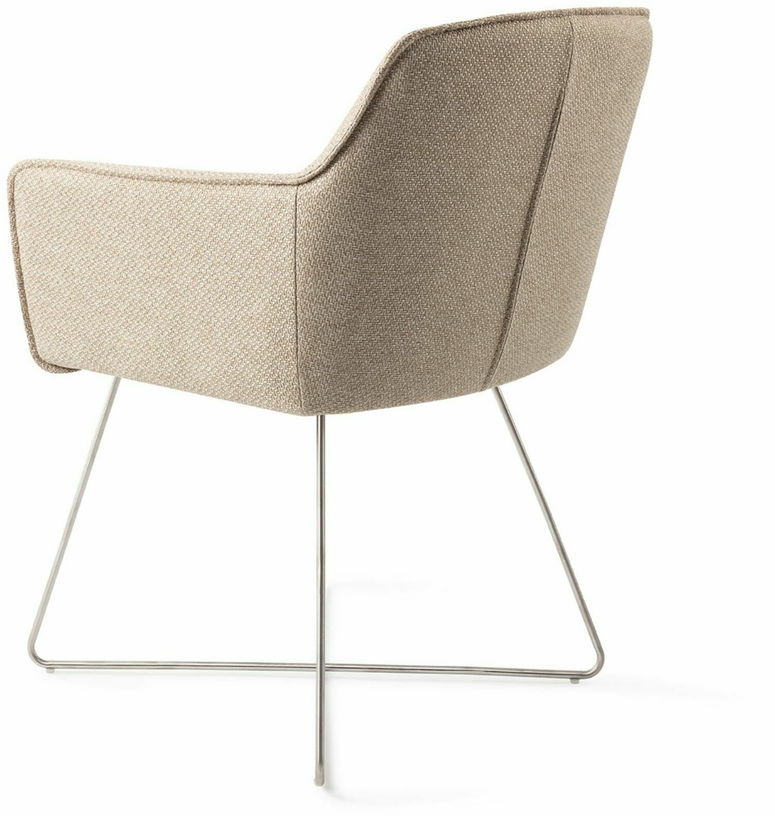 Chaise beige wild walnut avec pieds croisés en métal argenté Hofu - Jesper Home - The Cool Republic