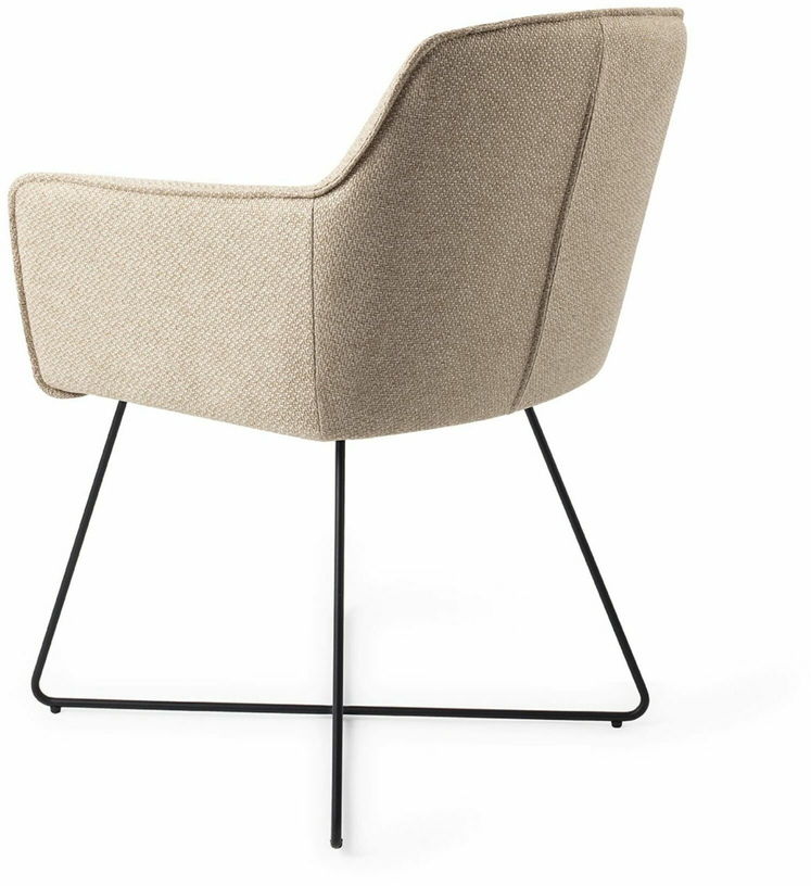 Chaise beige wild walnut avec pieds croisés en métal noir Hofu - Jesper Home - The Cool Republic