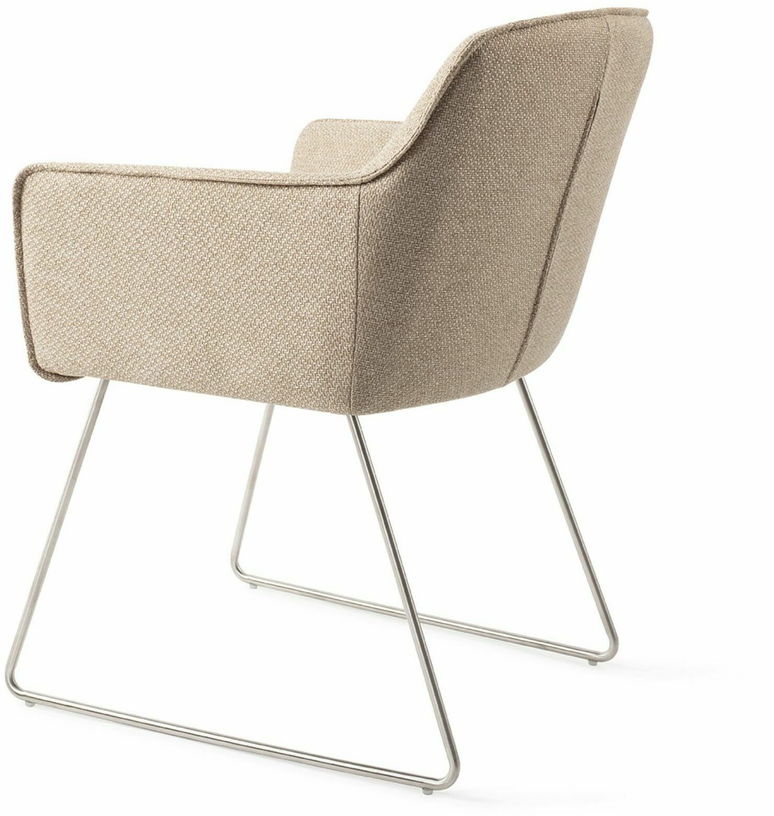 Chaise beige wild walnut avec pieds élégants en métal argenté Hofu - Jesper Home - The Cool Republic