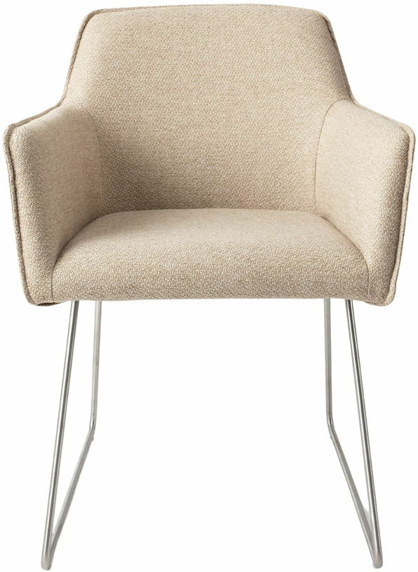 Chaise beige wild walnut avec pieds élégants en métal argenté Hofu - Jesper Home - The Cool Republic