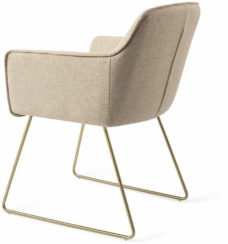 Chaise beige wild walnut avec pieds élégants en métal doré Hofu - Jesper Home - The Cool Republic